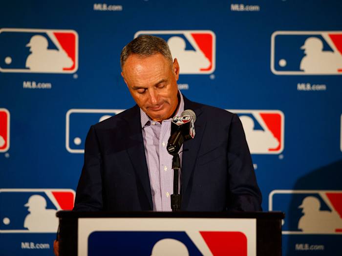 Rob Manfred at a podium