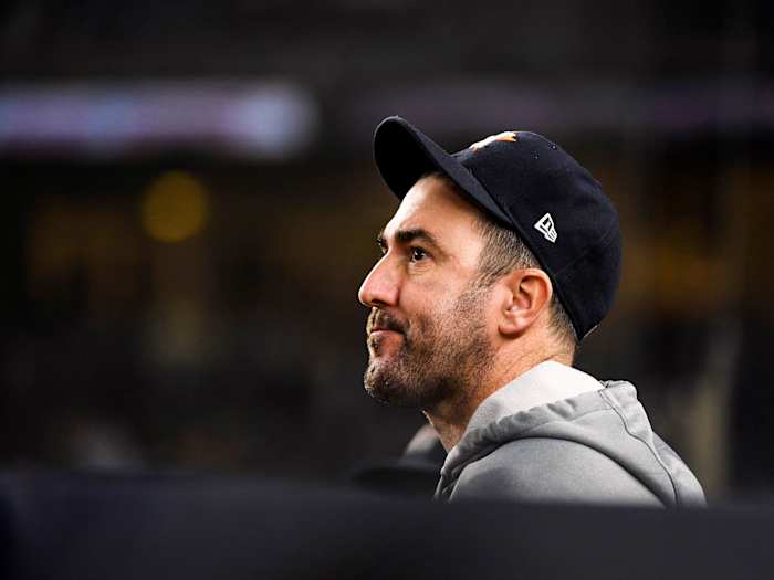 Justin Verlander standing in the dugout