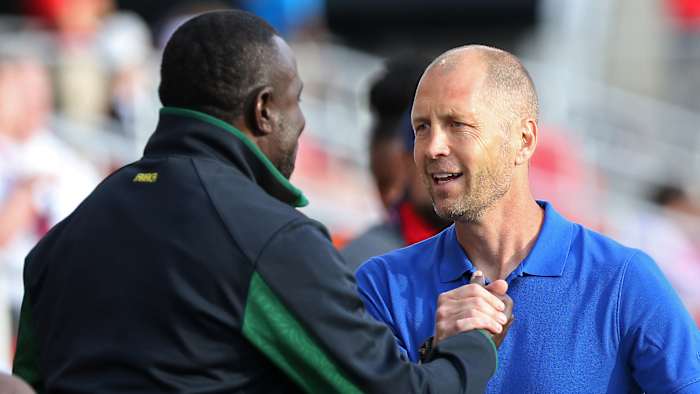 USA coach Gregg Berhalter and Jamaica coach Theodore Whitmore
