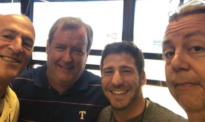 Rangers booth: Nadel, Hicks, Sandler, Ted Nichols-Payne