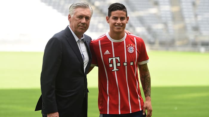 James Rodriguez and Carlo Ancelotti at Bayern Munich