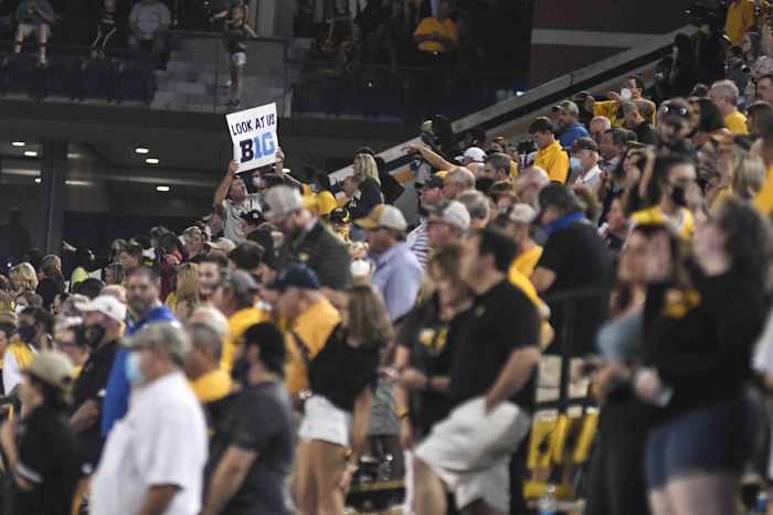 Southern Miss Golden Eagles Fans wait for the game to begin against the South Alabama Jaguars at M.M. Roberts stadium in Hattiesburg, Miss., Thursday, Sept. 3, 2020