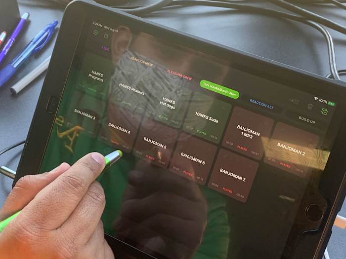 An iPad with sound selections on it