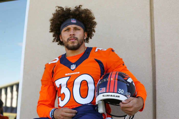 Portrait of Broncos running back Phillip Lindsay