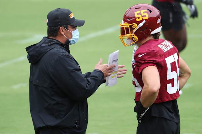 Ron Rivera Cole Holcomb Camp Geoff Burke-USA TODAY Sports