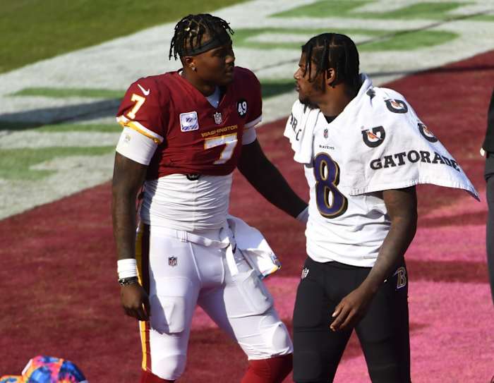 Dwayne Haskins Lamar Jackson © Brad Mills-USA TODAY Sports