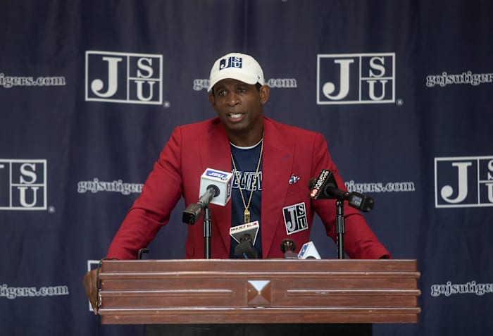 Deion Sanders is introduced at Jackson State
