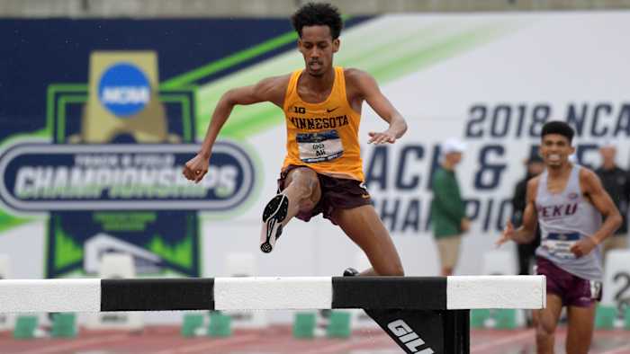 Obsa Ali wins the 2018 NCAA outdoor track and field steeplechase title for Minnesota.