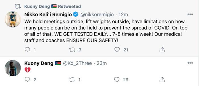 Player reaction to Cal-UW cancelation