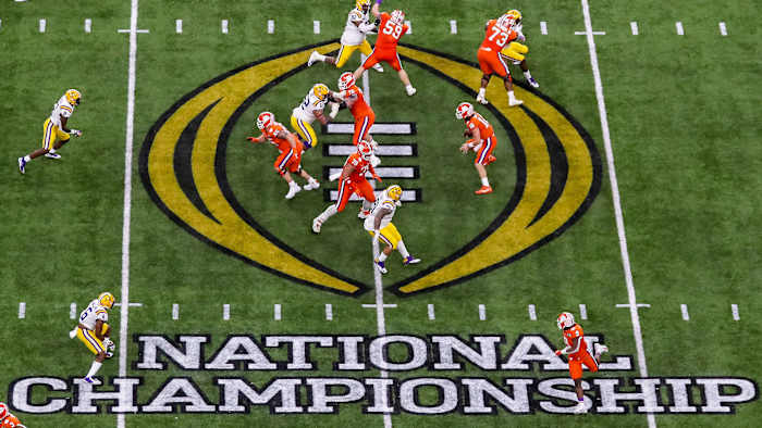 Overview of the field at January's 2020 national championship game between LSU and Clemson
