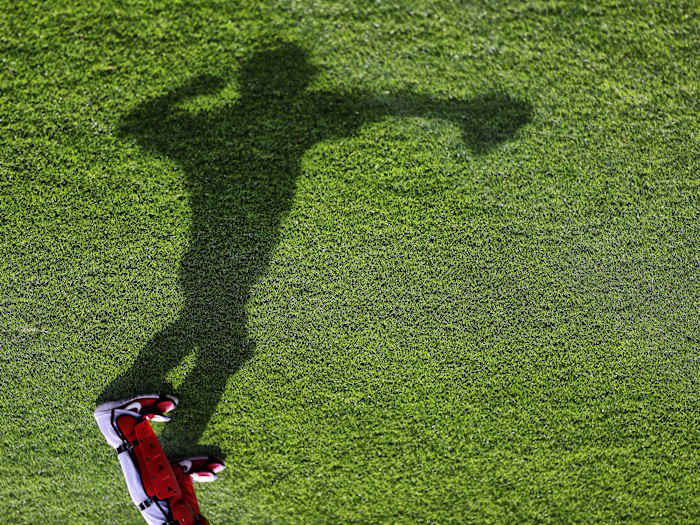 Shadow of a baseball player