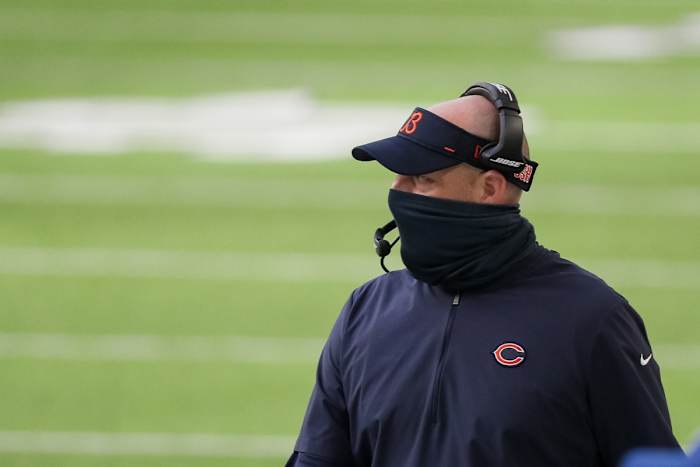 Chicago Bears head coach Matt Nagy looks on during the first quarter against the Minnesota Vikings at U.S. Bank Stadium.