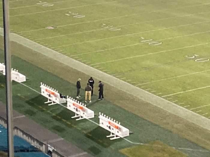 Long after Sunday's game ended, Eagles players Carson Wentz, Zach Ertz, and Jason Kelce, along with VP of security Dom DiSandro talked on the field