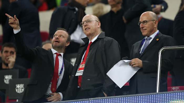 Ed Woodward with Manchester United owners Avram and Joel Glazer