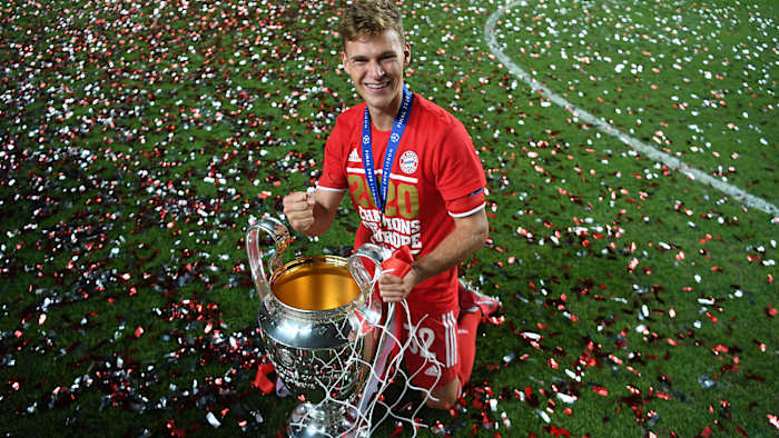 Bayern Munich's Joshua Kimmich and the Champions League trophy