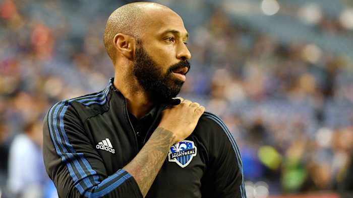Thierry Henry in a CF Montreal jacket