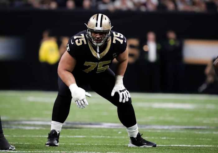 New Orleans Saints offensive guard Andrus Peat (75). Mandatory Credit: Derick E. Hingle-USA TODAY Sports