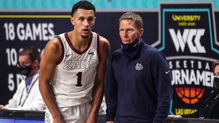 Gonzaga's Jalen Suggs and Mark Few