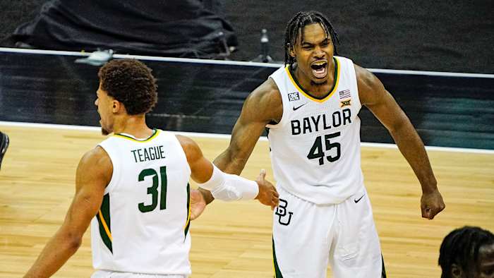 Baylor's Davion Mitchell celebrates during a win