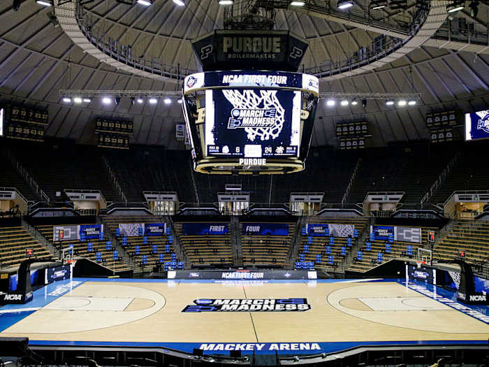 An empty Mackey Arena sits ready for March Madness