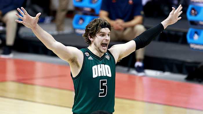 Ohio's Ben Vander Plas celebrates an NCAA tournament win over Virginia