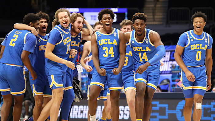 UCLA celebrates after beating Alabama.