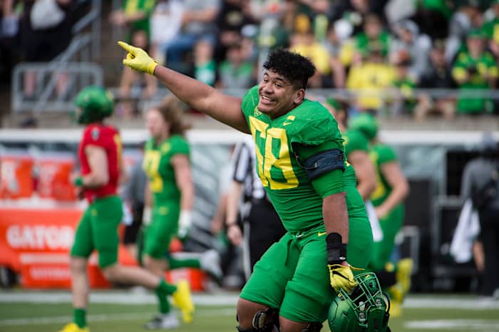Penei Sewell won the Outland Trophy in 2019 and has been instrumental in rooting Oregon's identity in brutal physicality.