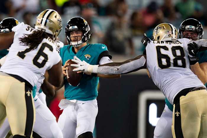 Devaroe Lawrence #68 for the New Orleans Saints
