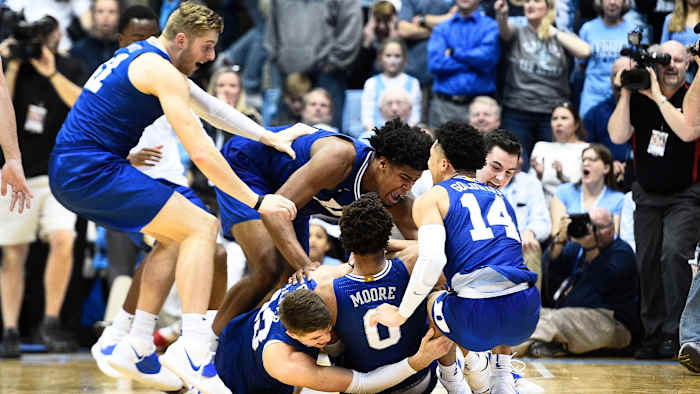 Duke beats UNC basketball rivalry 2020 Wendell Moore