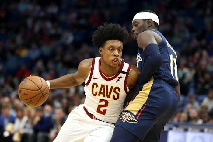 Cavaliers guard Collin Sexton drives to the basket vs. the Pelicans.
