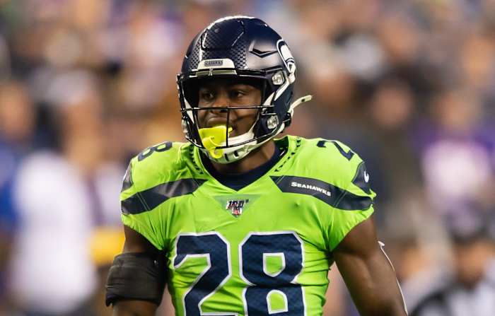 Seattle Seahawks cornerback Ugo Amadi (28) during the game against the Minnesota Vikings at CenturyLink Field. Seattle defeated Minnesota 37-30.