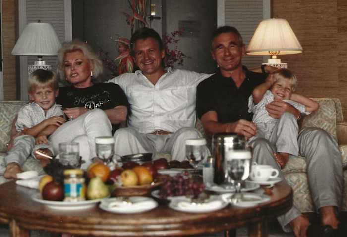 From left: Sandor, Zsa Zsa Gabor, Balazs Szabo, Frédéric Prinz von Anhalt and Sandor's brother Dominik.