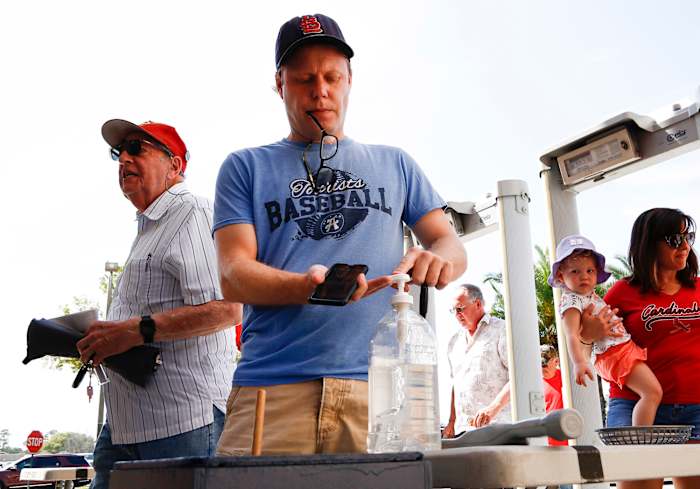 Fans enter Publix Field before the Detroit Tigers-Atlanta Braves spring training game.