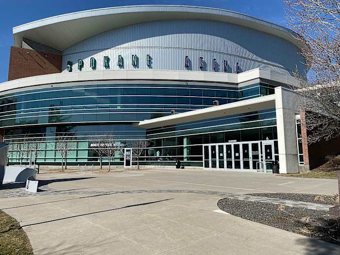 The view outside Spokane Arena on what would've been the first full day of the 2020 NCAA tournament.