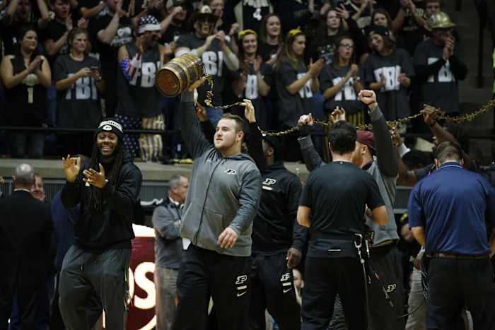 Kirk Barron shows off the Old Oaken Bucket. 