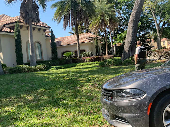 Local police wait outside of Smith's Jacksonville home mid Wednesday afternoon. Photo credit: John Shipley, JaguarReport 
