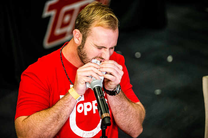 Mets star Pete Alonso was on hand to open the ceremonial first pack at February's Million-Card Rip Party, held inside the Dallas Cowboys' AT&T Stadium.