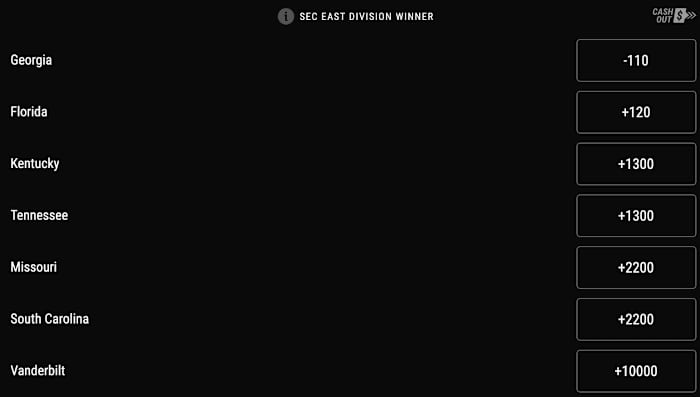 Odds courtesy of PointsBet