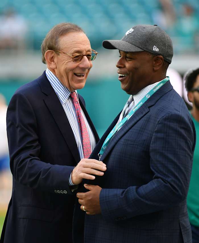 Miami Dolphins owner Stephen Ross with GM Chris Grier