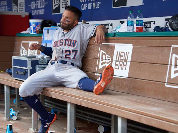 Jose Altuve sitting on the bench