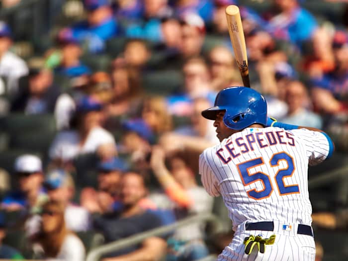 Yoenis Cespedes stands at the plate