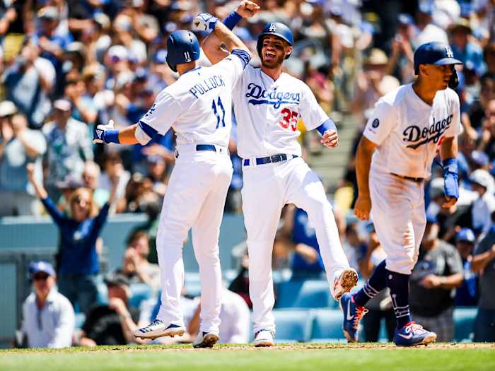 Dodgers teammates celebrate