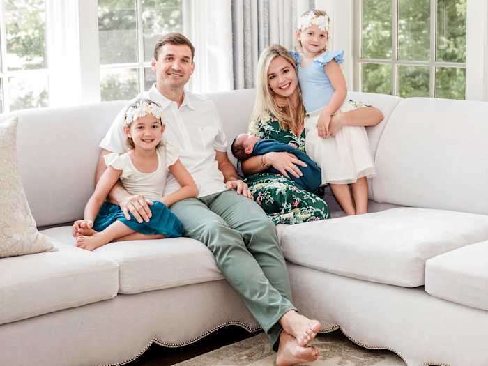 Nationals infielder Ryan Zimmerman, with his wife Heather, two daughters and newborn son, Henry.