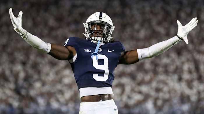 Penn State cornerback Joey Porter Jr. was taken at the top of the second round by his father's Steelers.