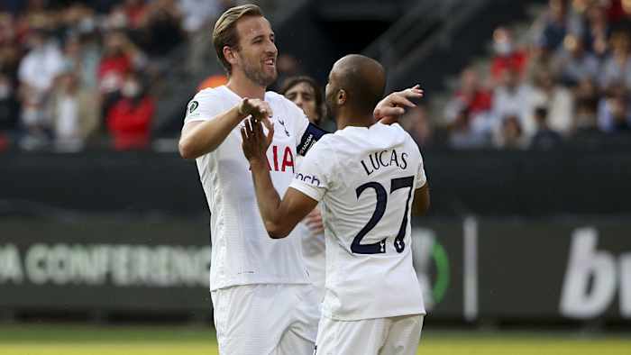 Tottenham's Harry Kane and Lucas Moura