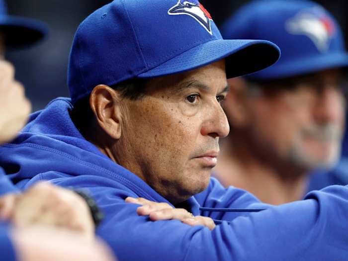Sep 20, 2021; St. Petersburg, Florida, USA; Toronto Blue Jays manager Charlie Montoyo (25) looks on during the sixth inning against the Tampa Bay Rays at Tropicana Field.
