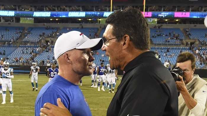 Sean McDermott (left) and Ron Rivera had a lot of success together in Carolina.