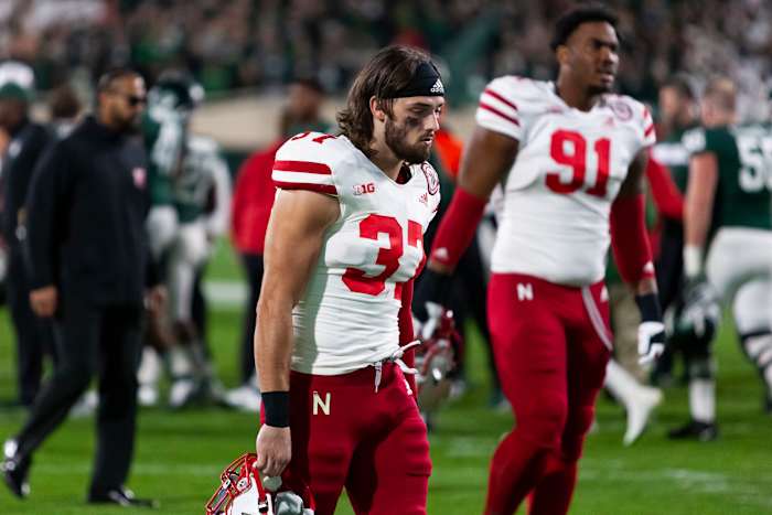 Phalen Sanford after Michigan State game 2021 USATSI_16830178