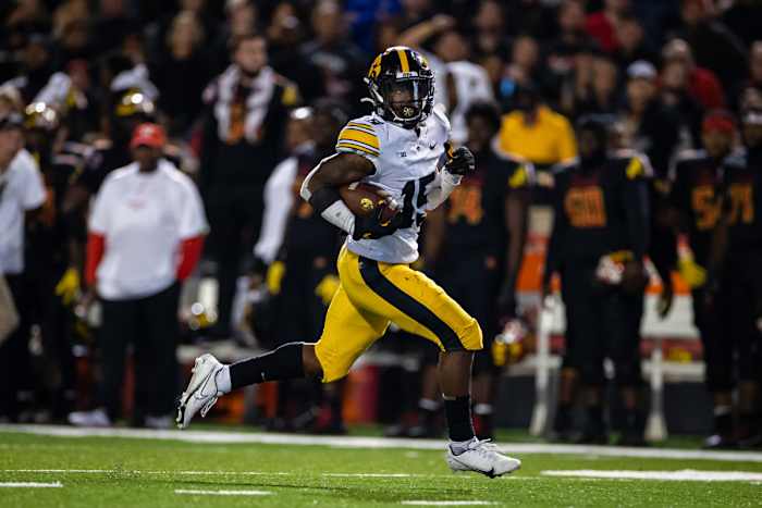 Iowa running back Tyler Goodson has rushed for six touchdowns this season. (Scott Taetsch/USA Today Sports)