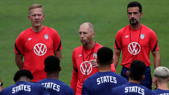 USMNT manager Gregg Berhalter leads training